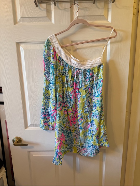 Lilly Pulitzer Dresses & Skirts - Lilly Pulitzer One-Shoulder Floral Camisole in Lime, Pink & Blue